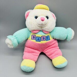 TB Trading BABY My First Teddy Bear Pastel Rattle Plush 12‎ inch Terry Cloth VTG